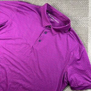 Mizzen+Main Mens XL Trim Fit Polo Shirt Purple Geometric Performance